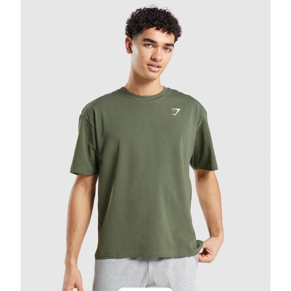 Gymshark Essential Oversized T-Shirt Mens XXL Core Olive Short Sleeve Casual